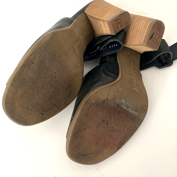 PAUL GREEN Madonna Sandal Bootie Ankle Strap Peep Toe Black Leather 4 UK 6.5 US - Picture 9 of 10